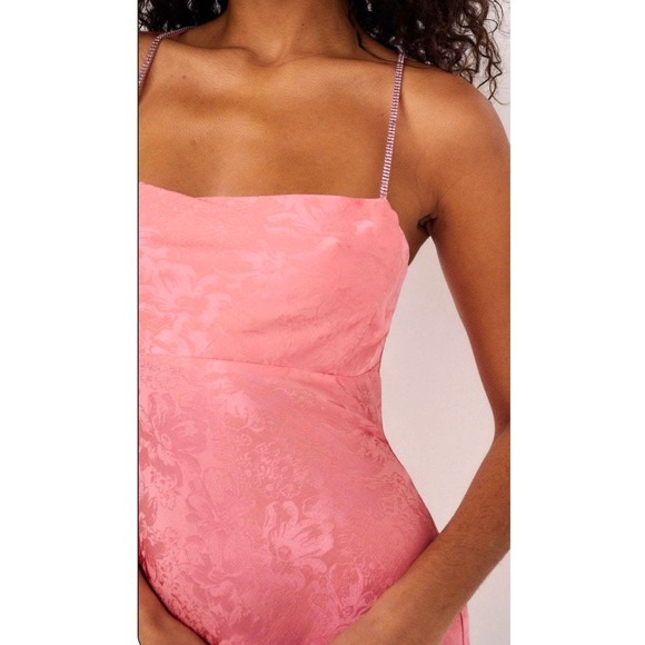 NEW For Love and Lemons Gabrielle Mini Slip Dress Pink Floral‎ Satin Medium Y2K - Picture 3 of 16